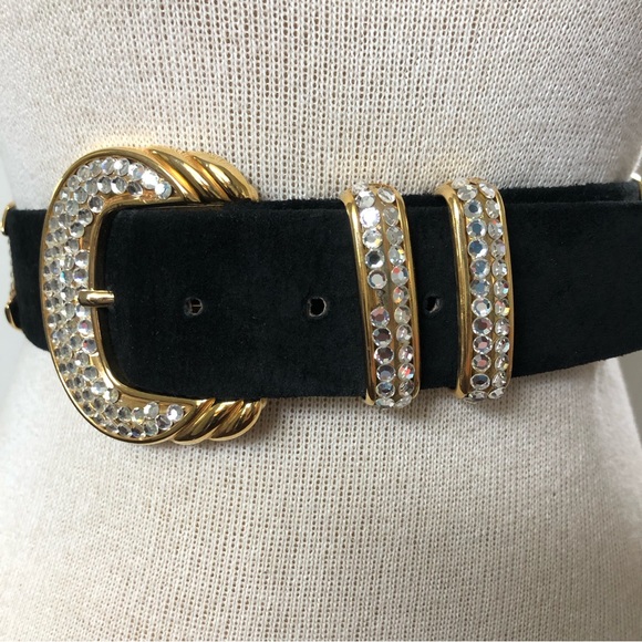 Vintage Cache Rhinestone Embellished Suede Leather Belt main image 9